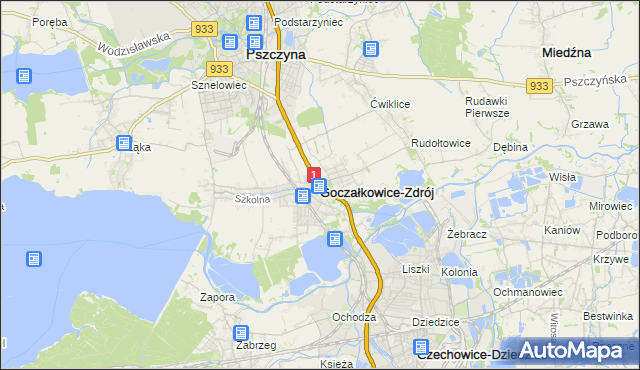 mapa Goczałkowice-Zdrój, Goczałkowice-Zdrój na mapie Targeo