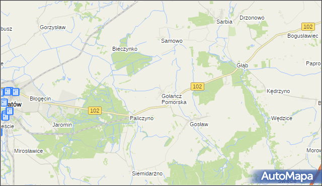 mapa Gołańcz Pomorska, Gołańcz Pomorska na mapie Targeo