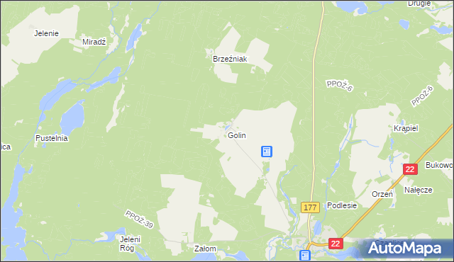 mapa Golin gmina Człopa, Golin gmina Człopa na mapie Targeo