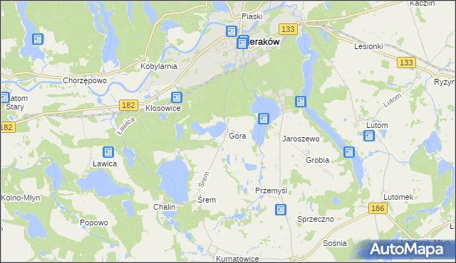 mapa Góra gmina Sieraków, Góra gmina Sieraków na mapie Targeo