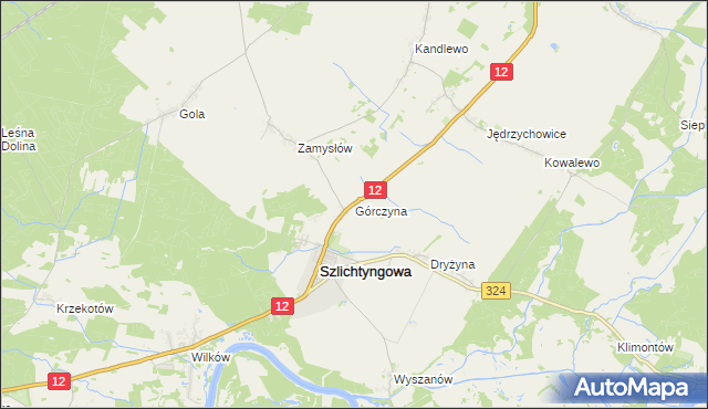 mapa Górczyna gmina Szlichtyngowa, Górczyna gmina Szlichtyngowa na mapie Targeo