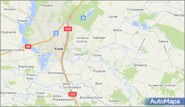 mapa Górka gmina Kock, Górka gmina Kock na mapie Targeo
