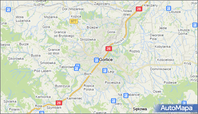 mapa Gorlic, Gorlice na mapie Targeo