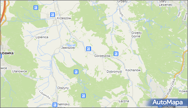 mapa Gorzeszów, Gorzeszów na mapie Targeo