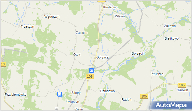 mapa Górzyca gmina Gryfice, Górzyca gmina Gryfice na mapie Targeo