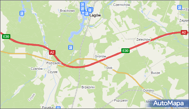 mapa Gronów gmina Łagów, Gronów gmina Łagów na mapie Targeo