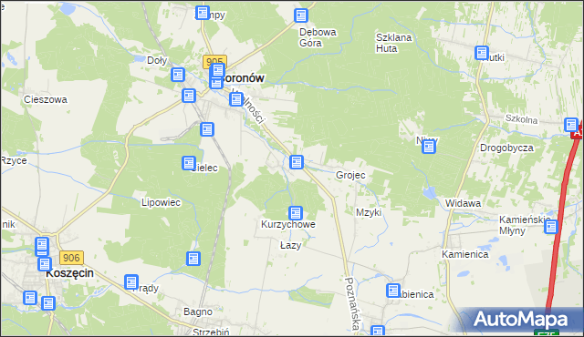 mapa Hucisko gmina Boronów, Hucisko gmina Boronów na mapie Targeo