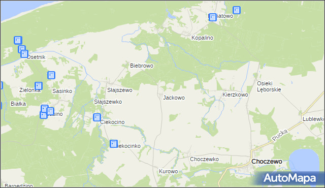 mapa Jackowo gmina Choczewo, Jackowo gmina Choczewo na mapie Targeo