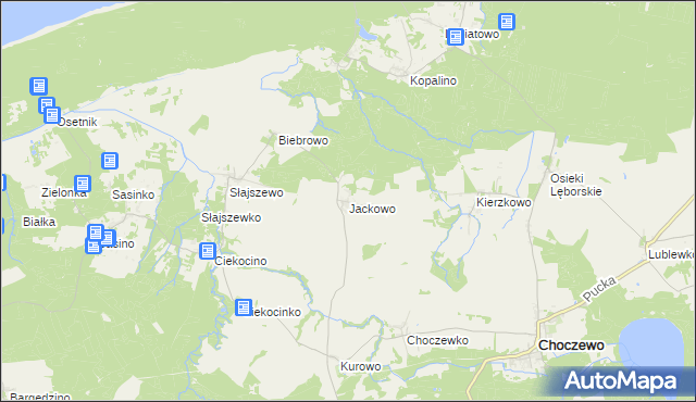 mapa Jackowo gmina Choczewo, Jackowo gmina Choczewo na mapie Targeo