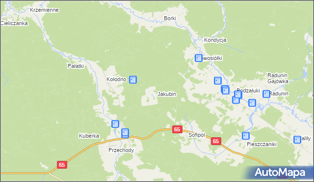 mapa Jakubin, Jakubin na mapie Targeo