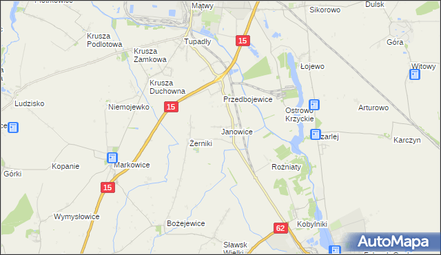 mapa Janowice gmina Kruszwica, Janowice gmina Kruszwica na mapie Targeo