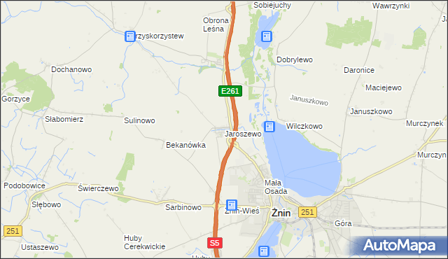 mapa Jaroszewo gmina Żnin, Jaroszewo gmina Żnin na mapie Targeo