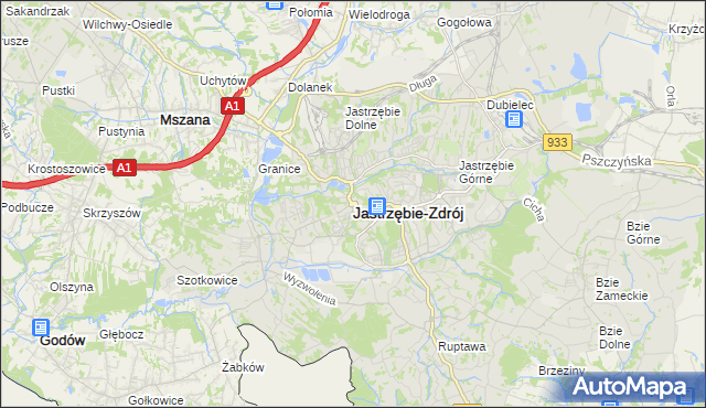mapa Jastrzębie-Zdrój, Jastrzębie-Zdrój na mapie Targeo