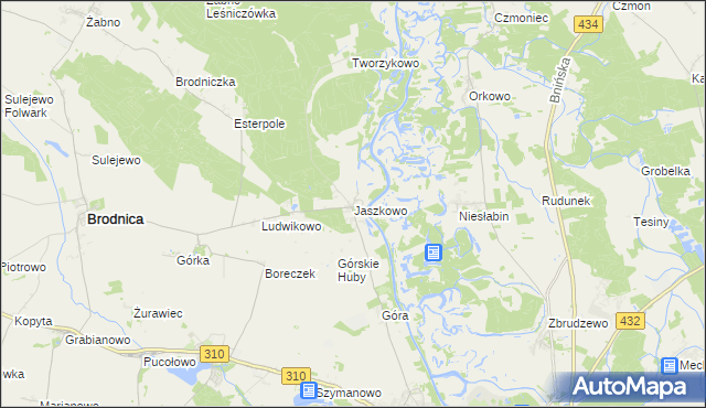 mapa Jaszkowo gmina Brodnica, Jaszkowo gmina Brodnica na mapie Targeo