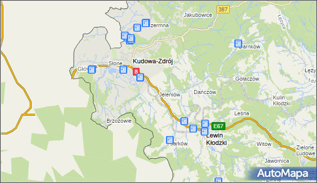 mapa Jeleniów gmina Lewin Kłodzki, Jeleniów gmina Lewin Kłodzki na mapie Targeo