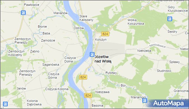 mapa Józefów nad Wisłą, Józefów nad Wisłą na mapie Targeo