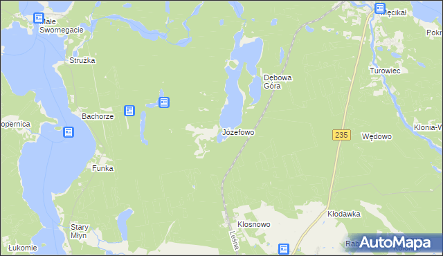 mapa Józefowo gmina Chojnice, Józefowo gmina Chojnice na mapie Targeo
