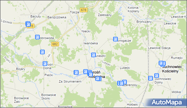 mapa Juraszki, Juraszki na mapie Targeo