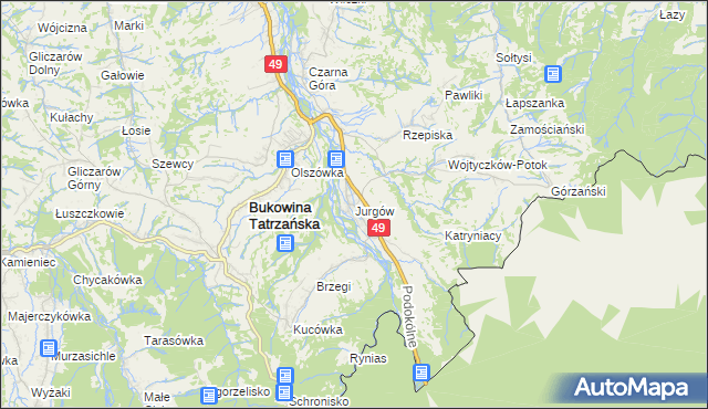 mapa Jurgów, Jurgów na mapie Targeo