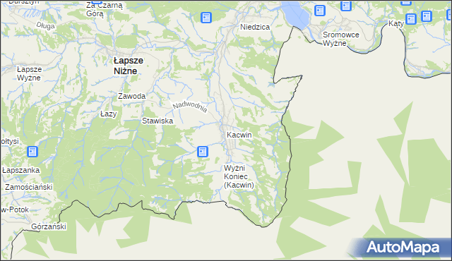 mapa Kacwin, Kacwin na mapie Targeo