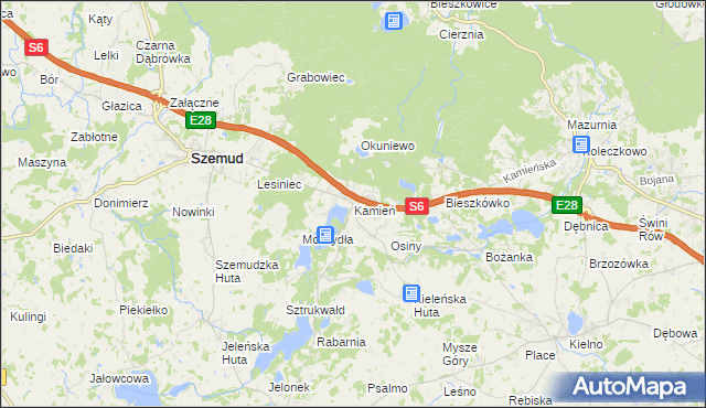 mapa Kamień gmina Szemud, Kamień gmina Szemud na mapie Targeo