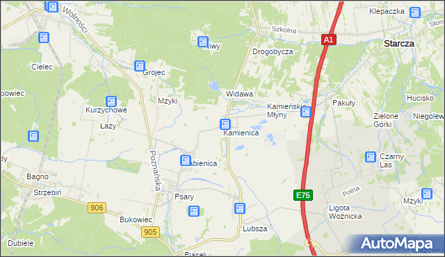 mapa Kamienica gmina Woźniki, Kamienica gmina Woźniki na mapie Targeo