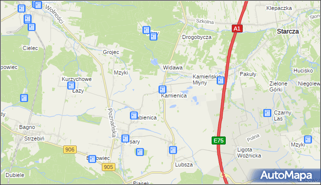 mapa Kamienica gmina Woźniki, Kamienica gmina Woźniki na mapie Targeo