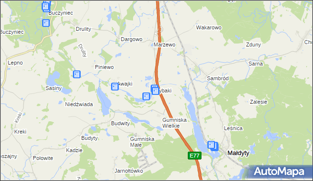 mapa Karczemka gmina Małdyty, Karczemka gmina Małdyty na mapie Targeo