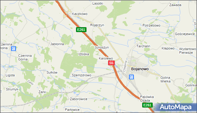 mapa Karolewo gmina Bojanowo, Karolewo gmina Bojanowo na mapie Targeo