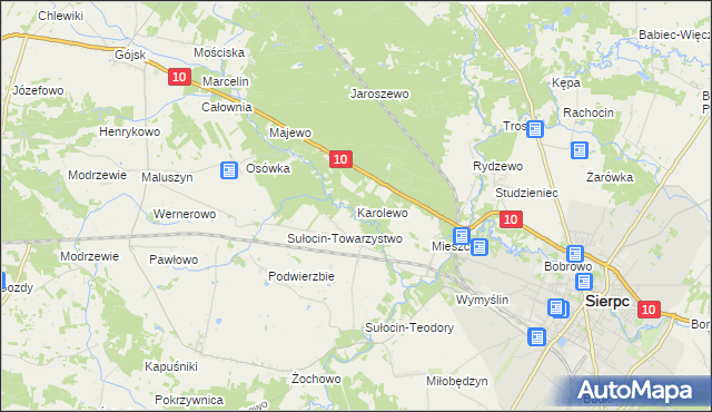 mapa Karolewo gmina Sierpc, Karolewo gmina Sierpc na mapie Targeo