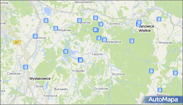 mapa Karpniki gmina Mysłakowice, Karpniki gmina Mysłakowice na mapie Targeo