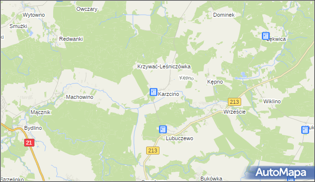 mapa Karzcino, Karzcino na mapie Targeo