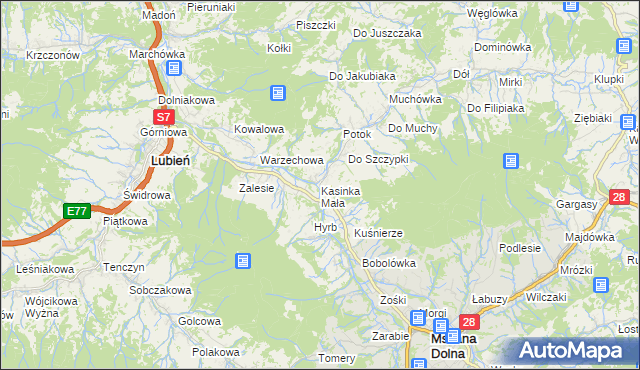 mapa Kasinka Mała, Kasinka Mała na mapie Targeo