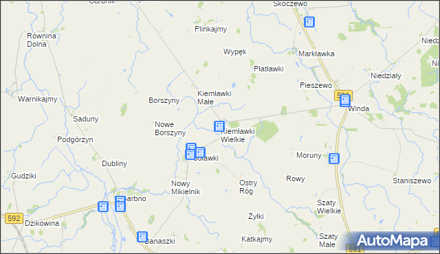 mapa Kiemławki Wielkie, Kiemławki Wielkie na mapie Targeo
