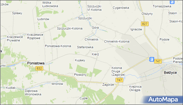 mapa Kierz gmina Bełżyce, Kierz gmina Bełżyce na mapie Targeo