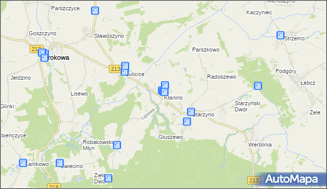 mapa Kłanino gmina Krokowa, Kłanino gmina Krokowa na mapie Targeo