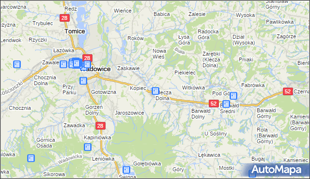 mapa Klecza Dolna, Klecza Dolna na mapie Targeo