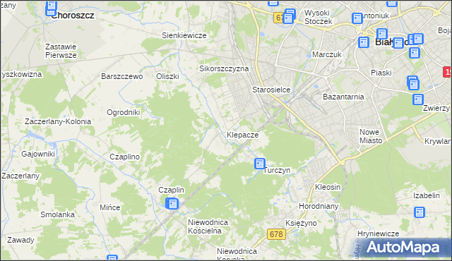 mapa Klepacze gmina Choroszcz, Klepacze gmina Choroszcz na mapie Targeo