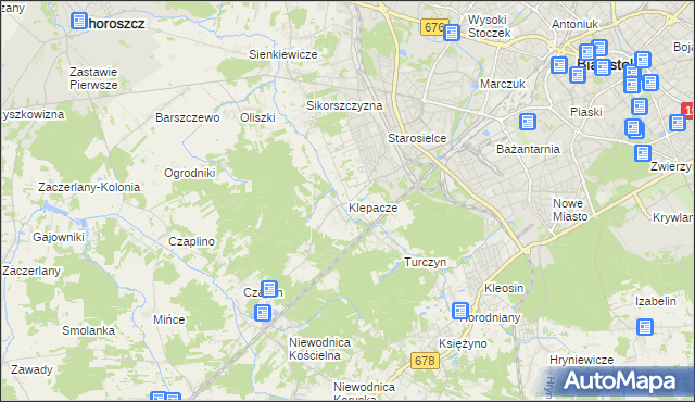 mapa Klepacze gmina Choroszcz, Klepacze gmina Choroszcz na mapie Targeo