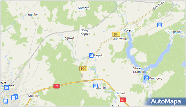 mapa Klępsk, Klępsk na mapie Targeo