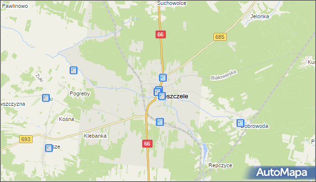 mapa Kleszczele, Kleszczele na mapie Targeo