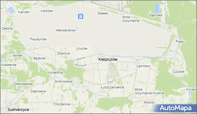 mapa Kleszczów powiat bełchatowski, Kleszczów powiat bełchatowski na mapie Targeo