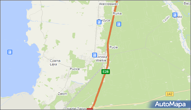 mapa Kliniska Wielkie, Kliniska Wielkie na mapie Targeo