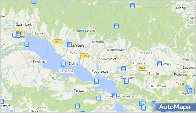 mapa Kluszkowce, Kluszkowce na mapie Targeo