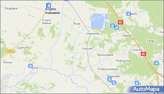mapa Kobuzie gmina Dobrzyniewo Duże, Kobuzie gmina Dobrzyniewo Duże na mapie Targeo