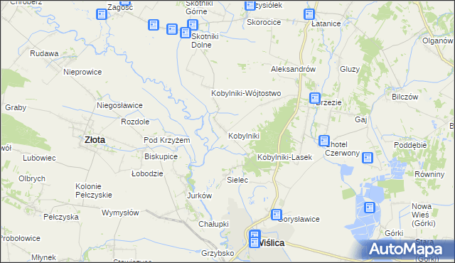 mapa Kobylniki gmina Wiślica, Kobylniki gmina Wiślica na mapie Targeo