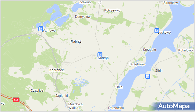 mapa Kodrąb gmina Wolin, Kodrąb gmina Wolin na mapie Targeo