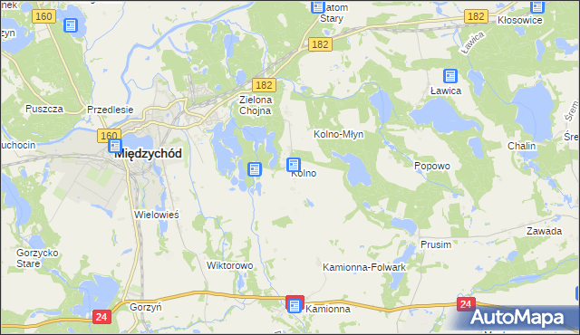 mapa Kolno gmina Międzychód, Kolno gmina Międzychód na mapie Targeo