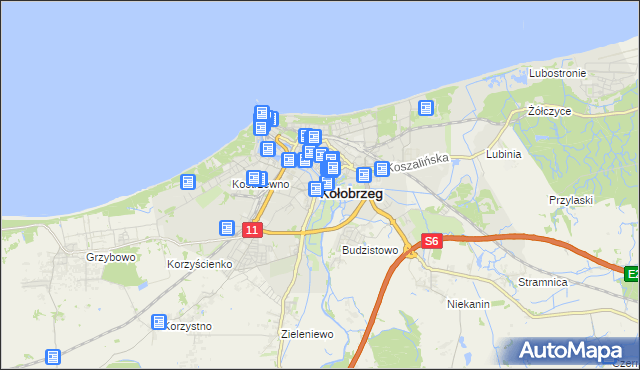 mapa Kołobrzegu, Kołobrzeg na mapie Targeo