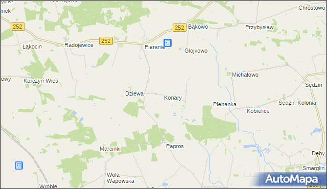 mapa Konary gmina Dąbrowa Biskupia, Konary gmina Dąbrowa Biskupia na mapie Targeo
